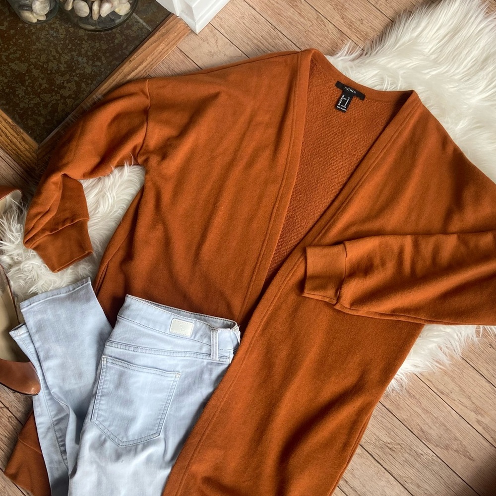 Forever XXI Open Long Sweatshirt Cardigan